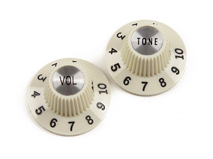 Fender 1965 Jazzmaster Witch Hat knobs, 2pcs, vintage white