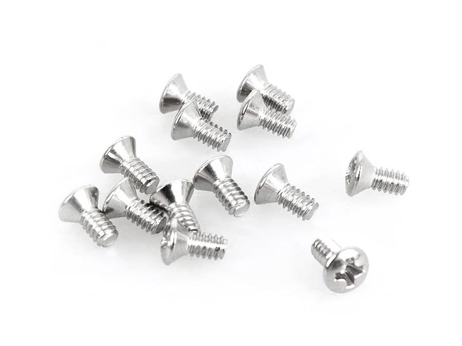 Fender slide switch mounting screws - Jaguar/Jazzmaster, (4-40 X 1/4" Philips), nickel, 12pcs