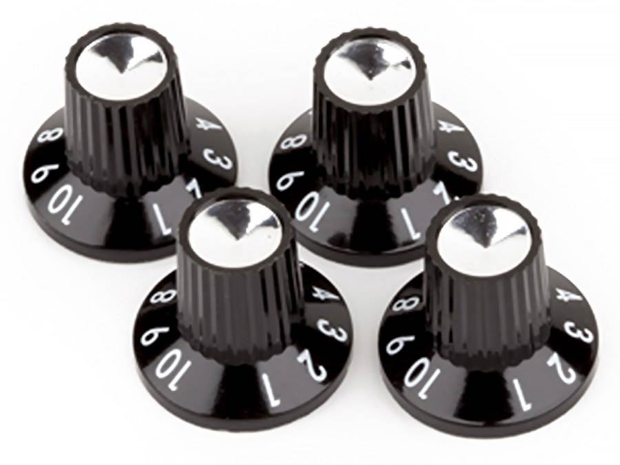 Fender amplifier knobs, push-on, black, set of 4
