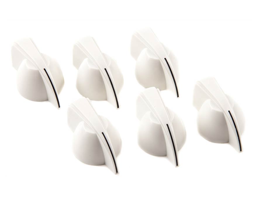 Fender amplifier knobs, chicken head style, white, set of 6