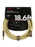 Fender instrument cable, 18.6ft, 1x angled, tweed