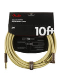 Fender instrument cable, 10ft, 1x angled, tweed