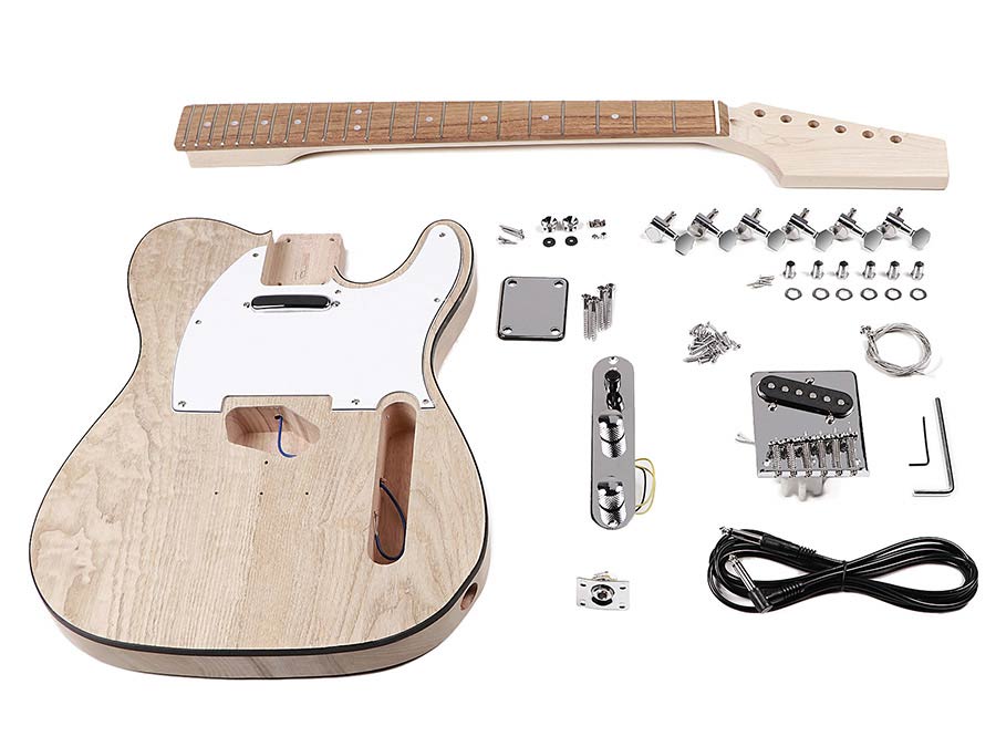 Boston KIT-TE-45 Gitaar zelfbouwpakket, Teaser model, mahonie body, ash veneer, esdoorn hals, pau ferro toets, S-S