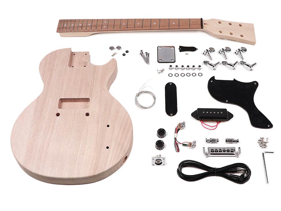 Boston KIT-LPJ-15 Gitaar zelfbouwpakket, Launcher Pro Jr model, mahonie slab body, mahonie bolt-on neck, 1x P-90