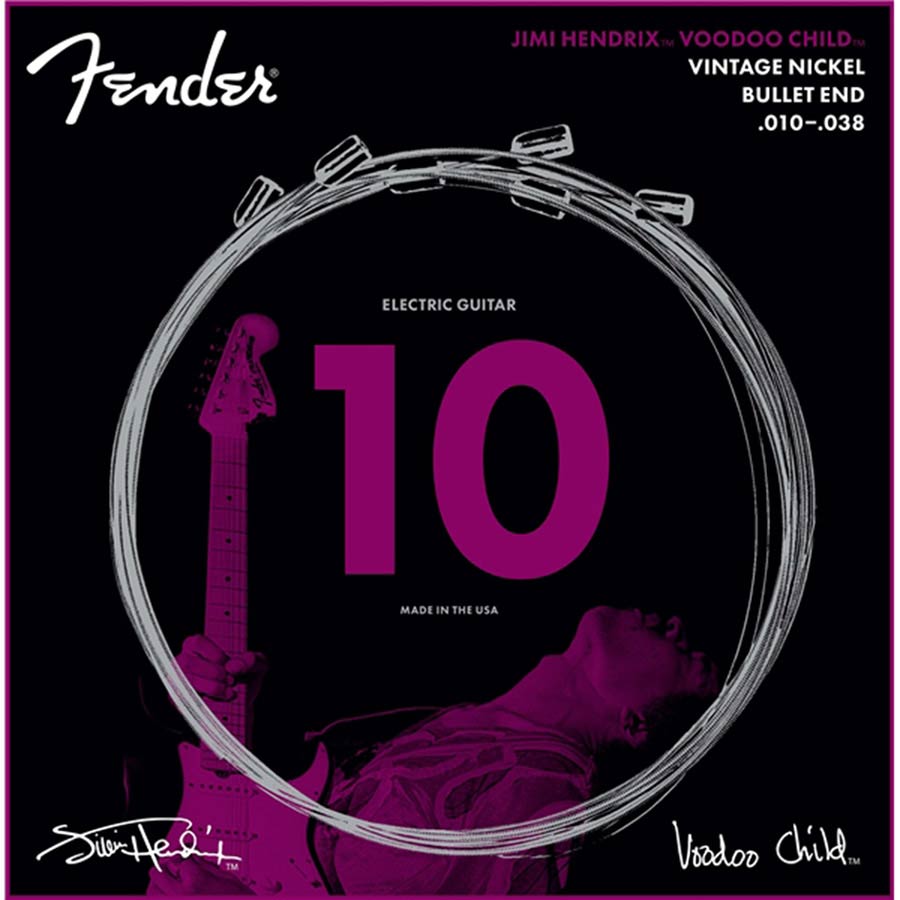 Fender string set electric, vintage nickel, 010-013-015-026-032-038, bullet end