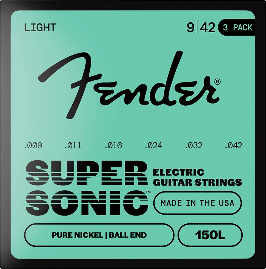 Fender snarenset elektrisch, pure nickel, light, 009-011-016-024-032-042, 3-pack