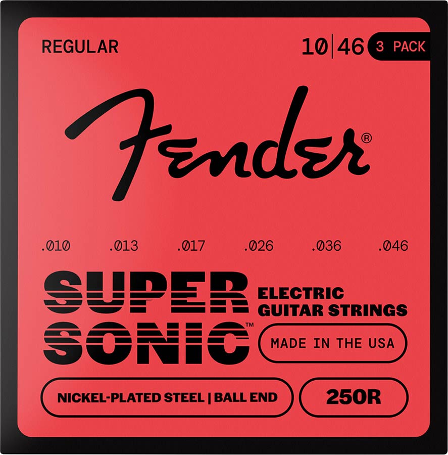Fender snarenset elektrisch, nickel roundwound, regular: 010-013-017-026-036-046, 3-pack