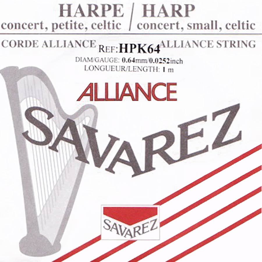 Savarez: Small Or Concert Harp String, Plain Kf, 0,64mm, Length: 1 Meter, Black