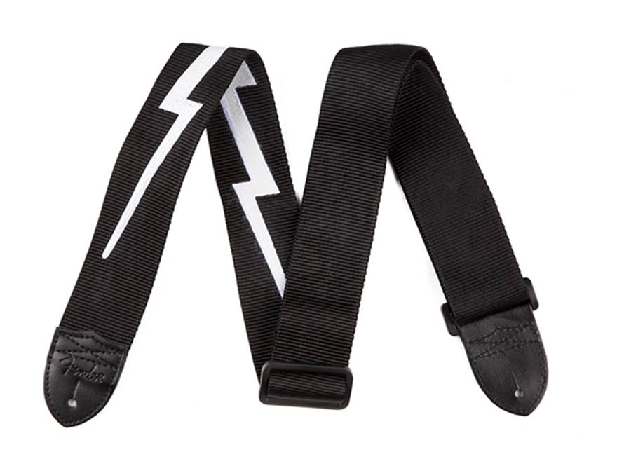 Fender gitaariem, 5cm. breed, nylon lightning bolt, zwart