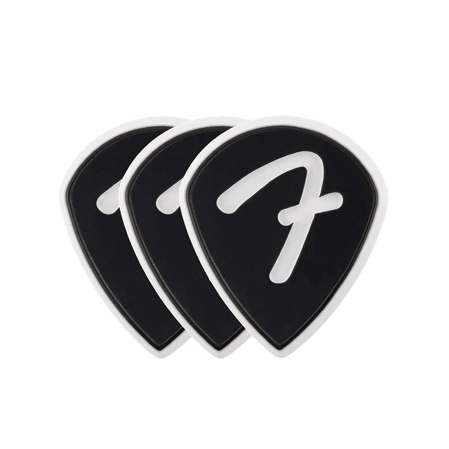Fender celluloid picks, F grip, 551 shape, black, 3-pack