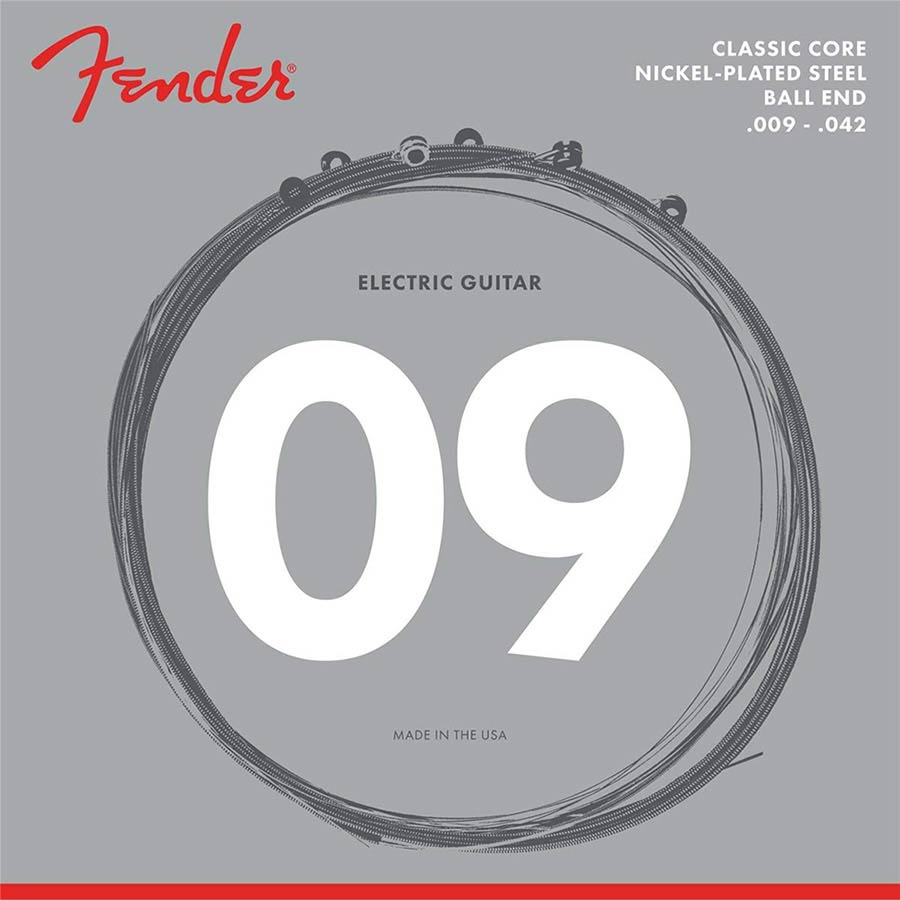 Fender string set electric, nickel plated steel, light, ball ends, 009-011-016-024-032-042