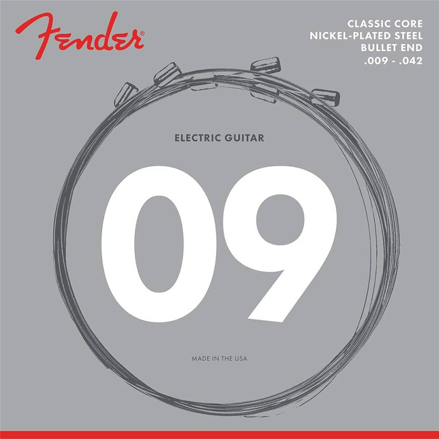 Fender string set electric, nickel plated steel, light, bullet ends, 009-011-016-024-032-042