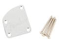 Fender neck plate Deluxe and Elite guitars, 'F-logo', 4-bolt, chrome