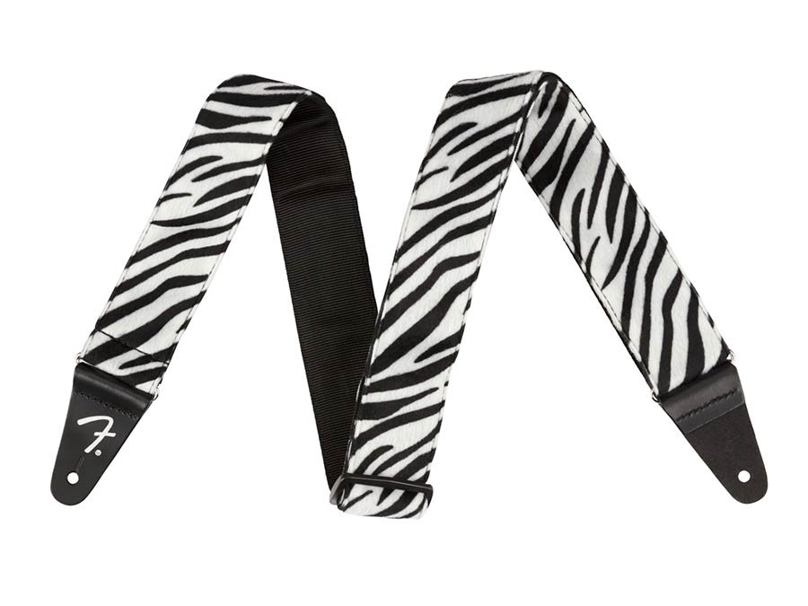 Fender Wild Animal Print 2" guitar strap, synthetic fur, zebra print