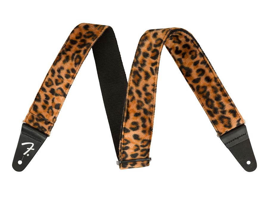 Fender Wild Animal Print 2" guitar strap, synthetic fur, wild leopard print