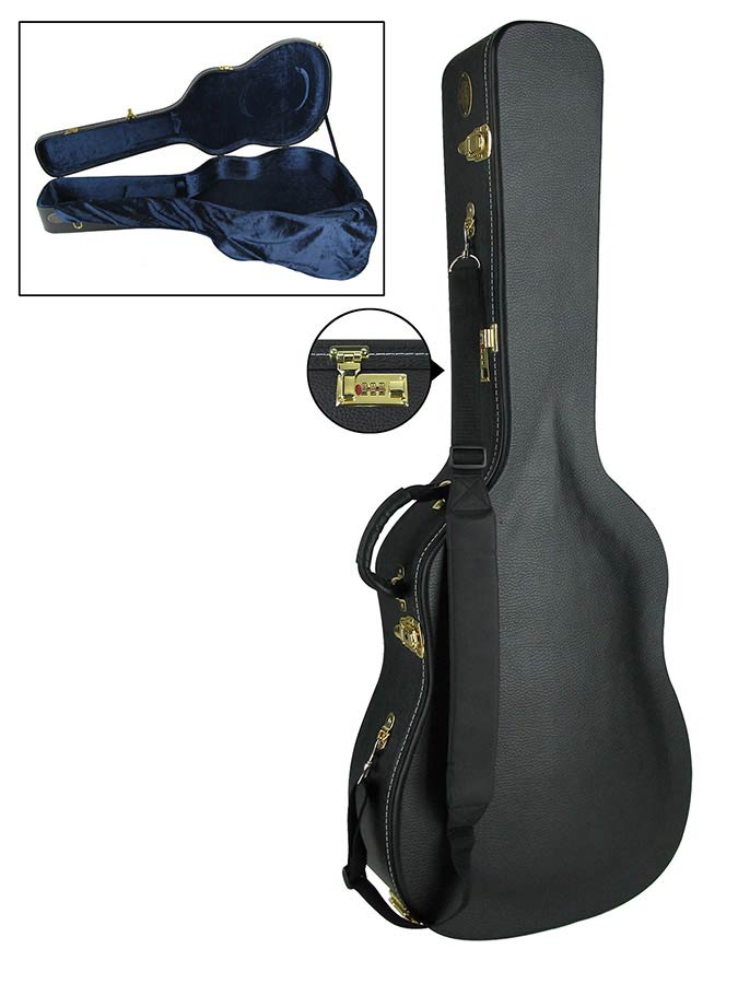 Boston CAC-500-M Deluxe case for Maccaferri-model acoustic guitar, wood, arched, with lock and shoulder strap