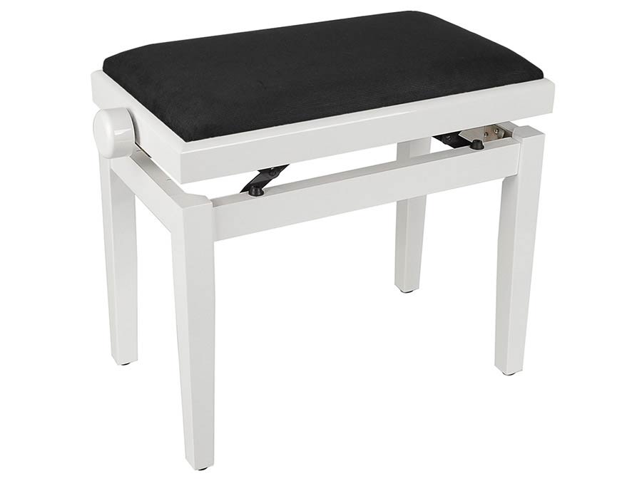 Boston PB1/3020 Piano bench - adjustable seat (55,5x32,5x48-56cm), glossy white with black velvet seat