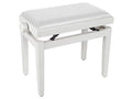 Boston PB1/3045 Piano bench - adjustable seat (55,5x32,5x48-56cm), glossy white with white vinyl seat