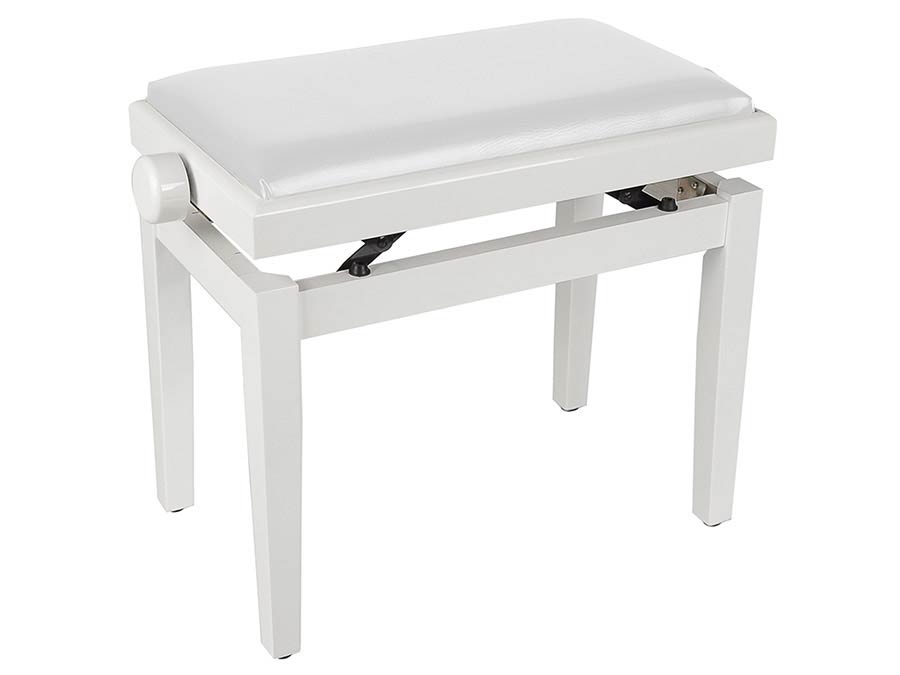 Boston PB1/3045 Piano bench - adjustable seat (55,5x32,5x48-56cm), glossy white with white vinyl seat
