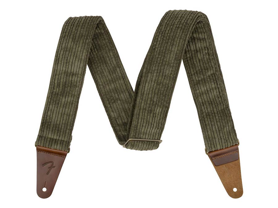 Fender guitar strap, antique olive, polyester corduroy, antique brass hardware