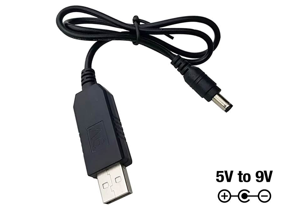 Boston BPC-9V1A Voedingsadapter: USB 5V naar 9V (middenpool negatief) - voed je pedalen met een power bank