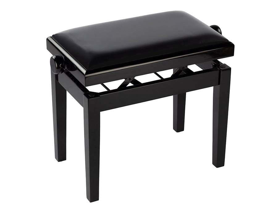 Boston PB2/2020 Piano bench Deluxe - adjustable seat, double-cross construction, glossy black with black velvet sea