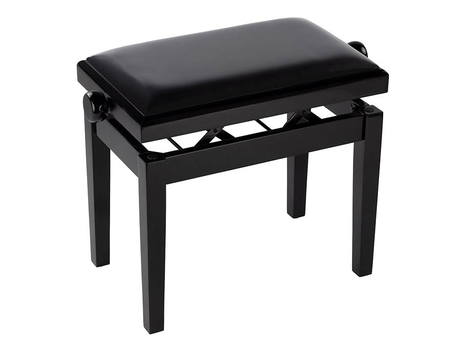 Boston PB2/2520 Piano bench Deluxe - adjustable seat, double-cross construction, satin black with black velvet seat