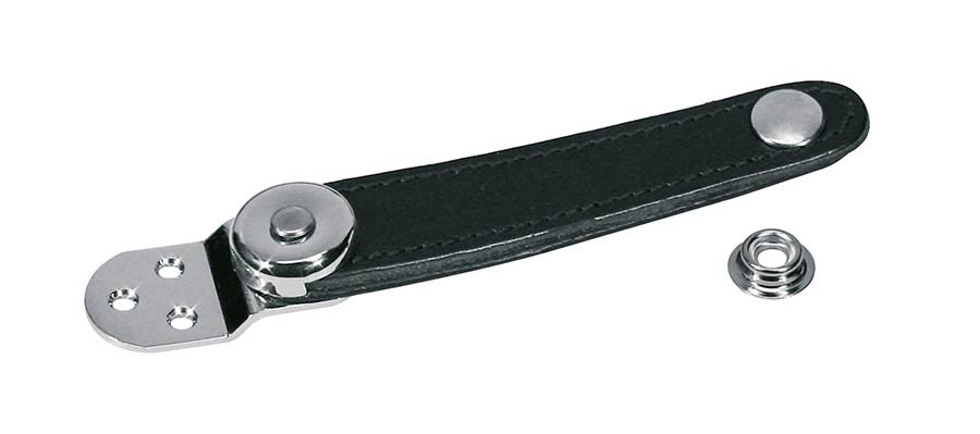 Boston BLS-3FA75 Balgsluitriempje, 7,5 cm.,leder, per paar, vaste maat, met scharnierplaatje