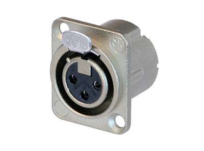xlr chassis connector, female, 3-polig, d behuizing
