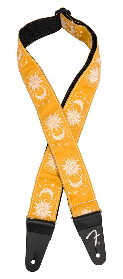 Fender American Vintage II woven guitar strap, sun & moon design, butterscotch blonde