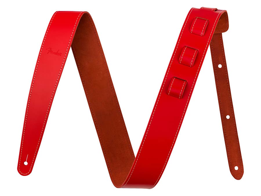 Fender Essentials 2" leather guitar strap, red