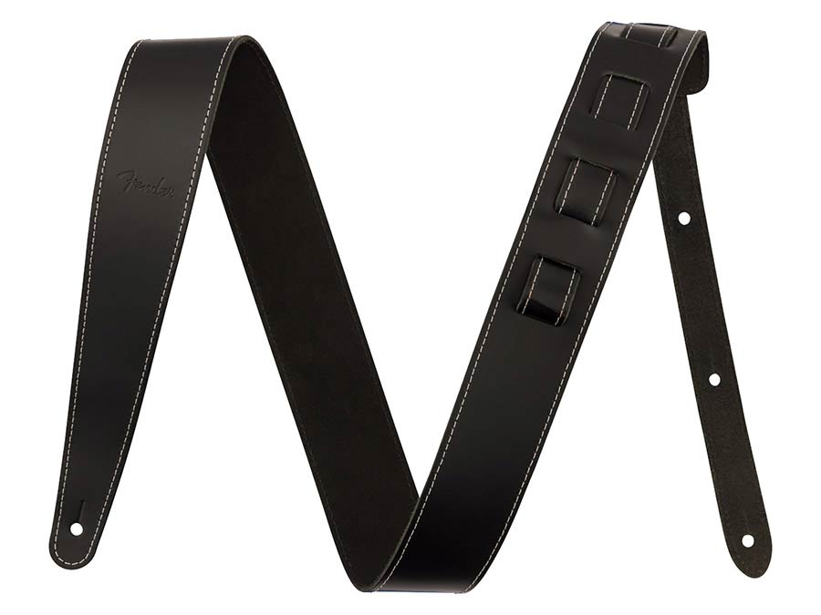 Fender Essentials 2" leather guitar strap, black