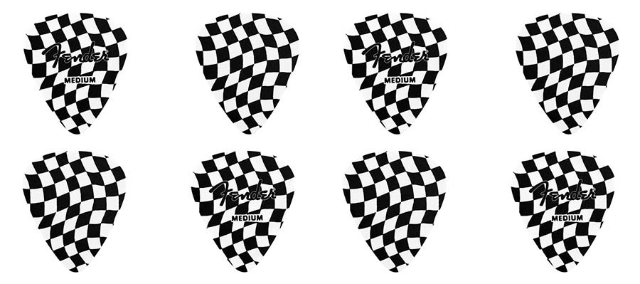 Fender checkerboard picks, 351 shape, celluloid, 8-pack