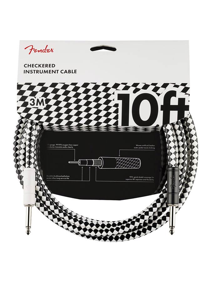 Fender 10ft instrument cable, 10ft, checkerboard