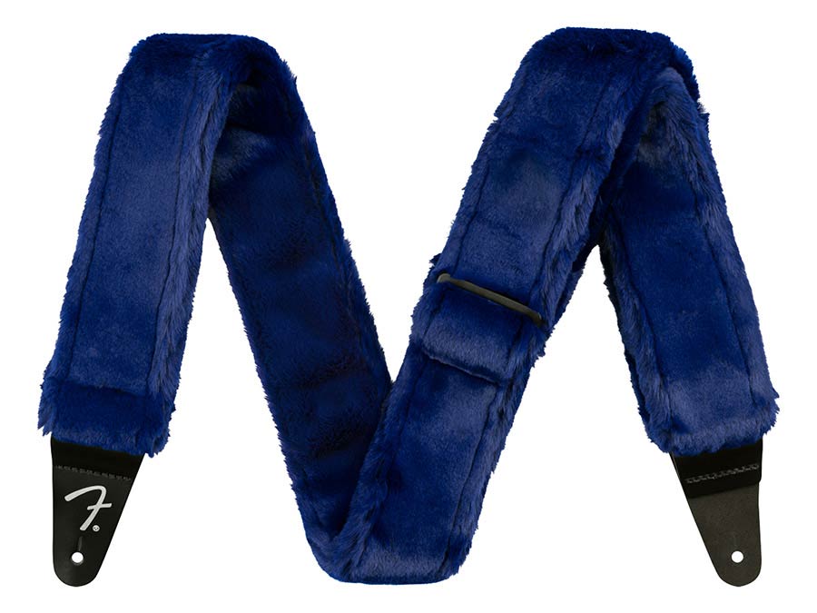 Fender Poodle plush guitar strap, blue