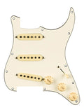 Fender pre-wired Strat pickguard, Pure Vintage '59 SSS w/RWRP middle, 11 screw holes, parchment