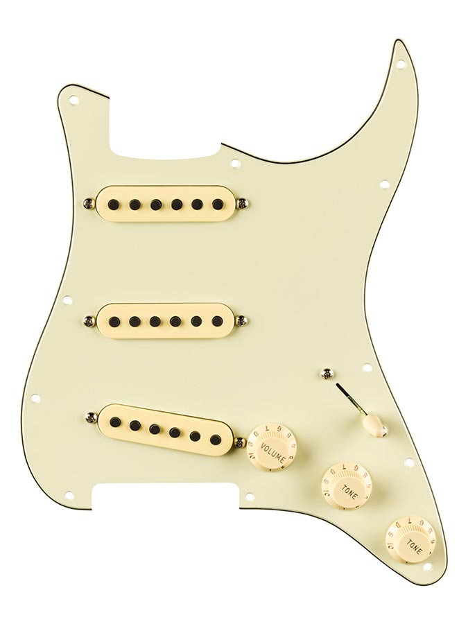 Fender pre-wired Strat pickguard Eric Johnson Signature SSS, 11 screw holes, mint green