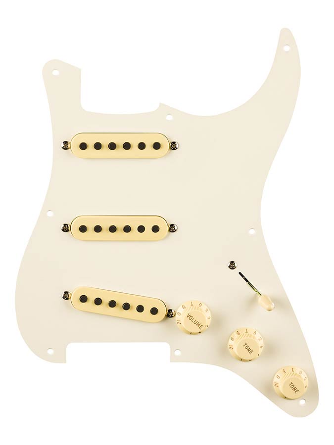 Fender pre-wired Strat pickguard Eric Johnson Signature SSS, 8 screw holes, parchment