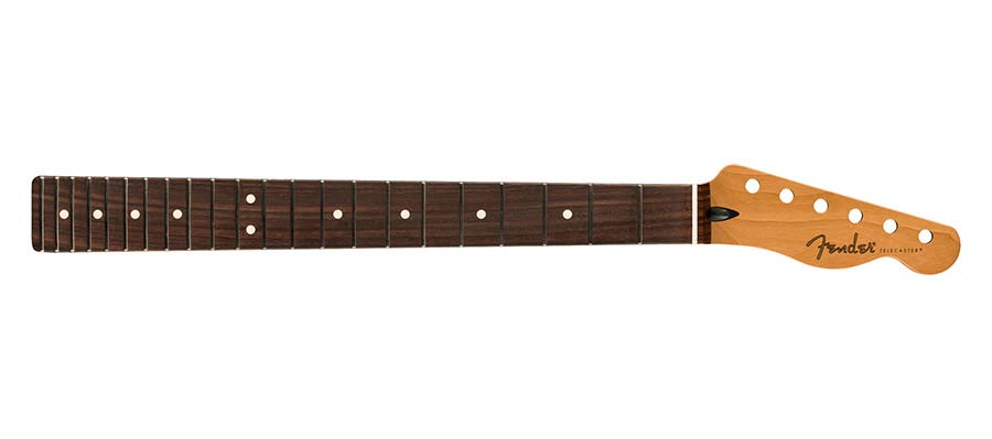 Fender satin roasted maple Telecaster neck, 22 jumbo frets, 12" radius, rosewood, flat oval shape