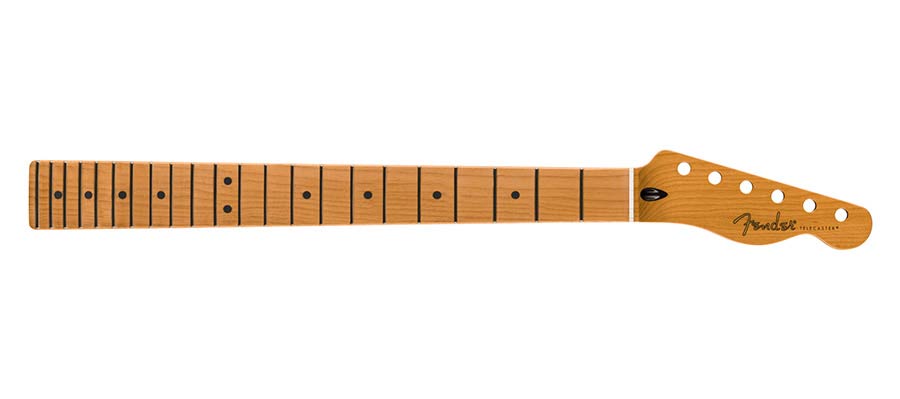 Fender satin roasted maple Telecaster neck, 22 jumbo frets, 12" radius, maple, flat oval shape