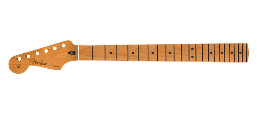 Fender satin roasted maple Stratocaster lefthanded neck, 22 jumbo frets 12" radius, maple, flat oval shape