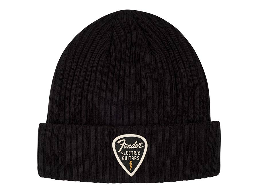 Fender pick patch ribbed beanie, black