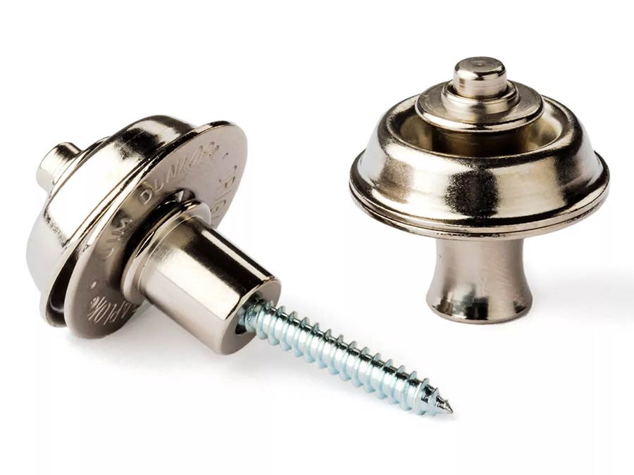 Dunlop: Strap Lock System With Screws, Flush Mounted, Nickel