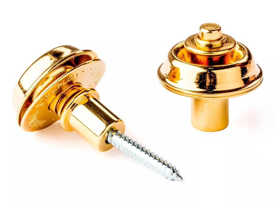 Dunlop: Strap Lock System With Screws, Flush Mounted, Gold