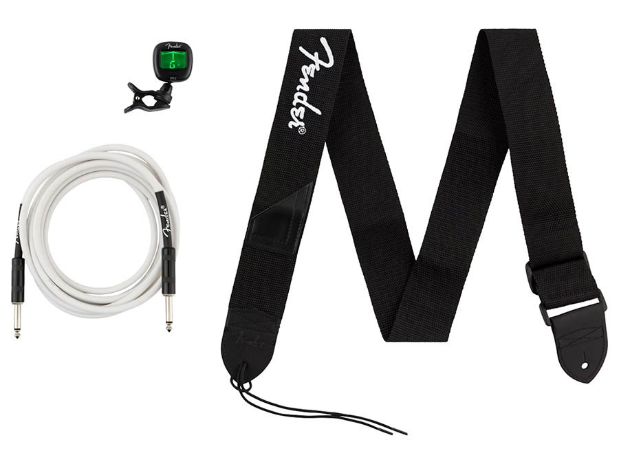 Fender Accessories bundle pack -- cable, tuner, strap