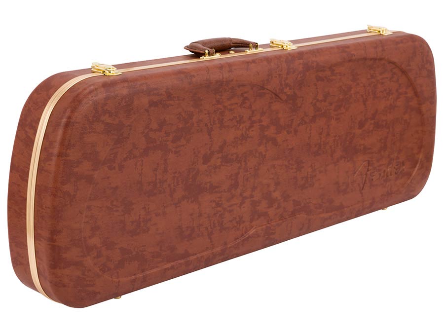 Fender Deluxe Series case for Jazzmaster/Jaguar, Eyeglass style, orange plush interior, gold hardware