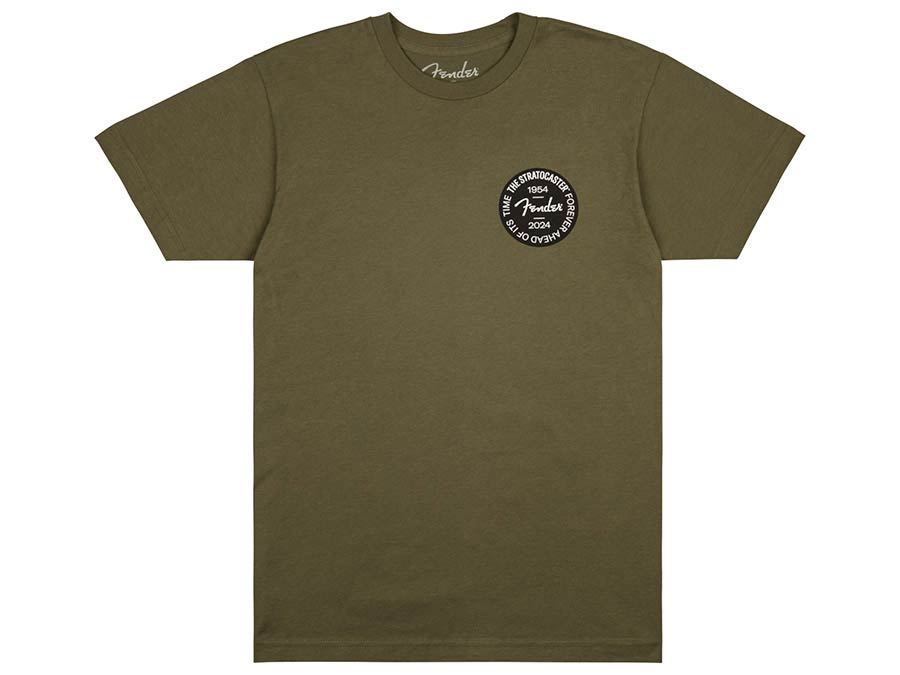 Fender Stratocaster 70th Anniversary badge tee, olive, XL