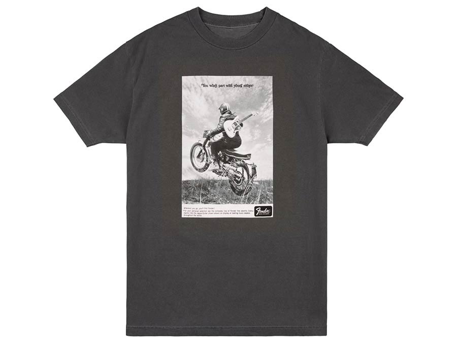 Fender vintage ad biker tee, graphite, M
