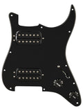 Fender pre-wired Strat pickguard, quadra tap HH, 11 hole, black