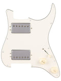 Fender pre-wired Strat pickguard, quadra tap HH, parchment 11 hole